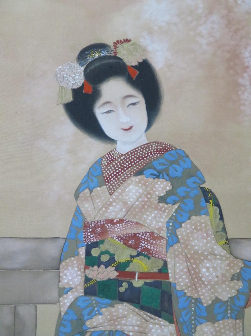 ◆　光春　「舞妓」　絹本　日本画　掛軸　◆