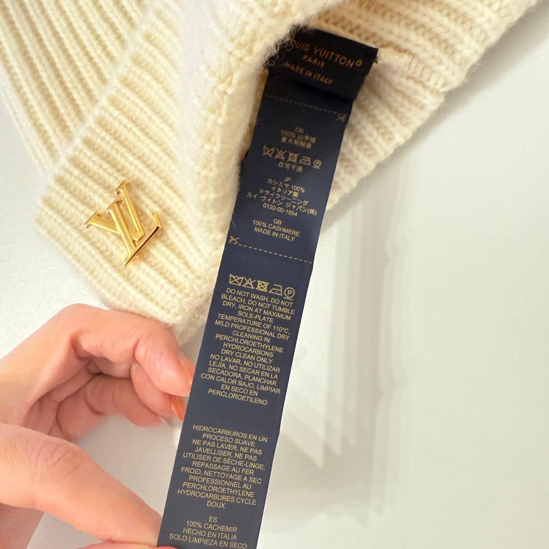 LOUIS VUITTON アイボリー ニット帽　カシミヤ100%