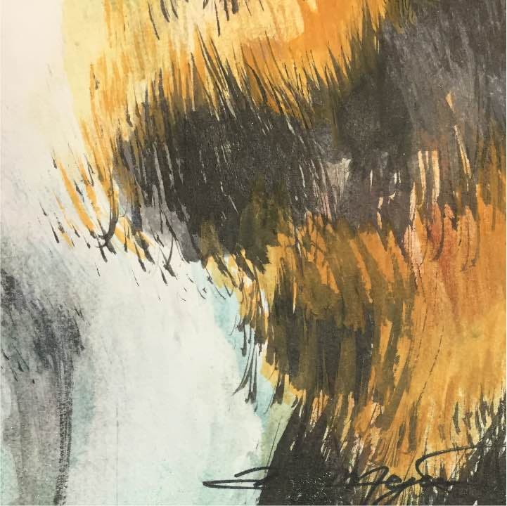 三毛猫、イラストボード22cm×30,5cm