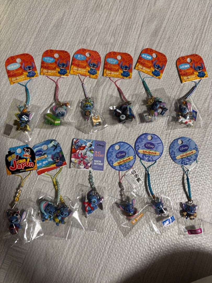 スティッチご当地ストラップ＆根付け　合計113個まとめ売り