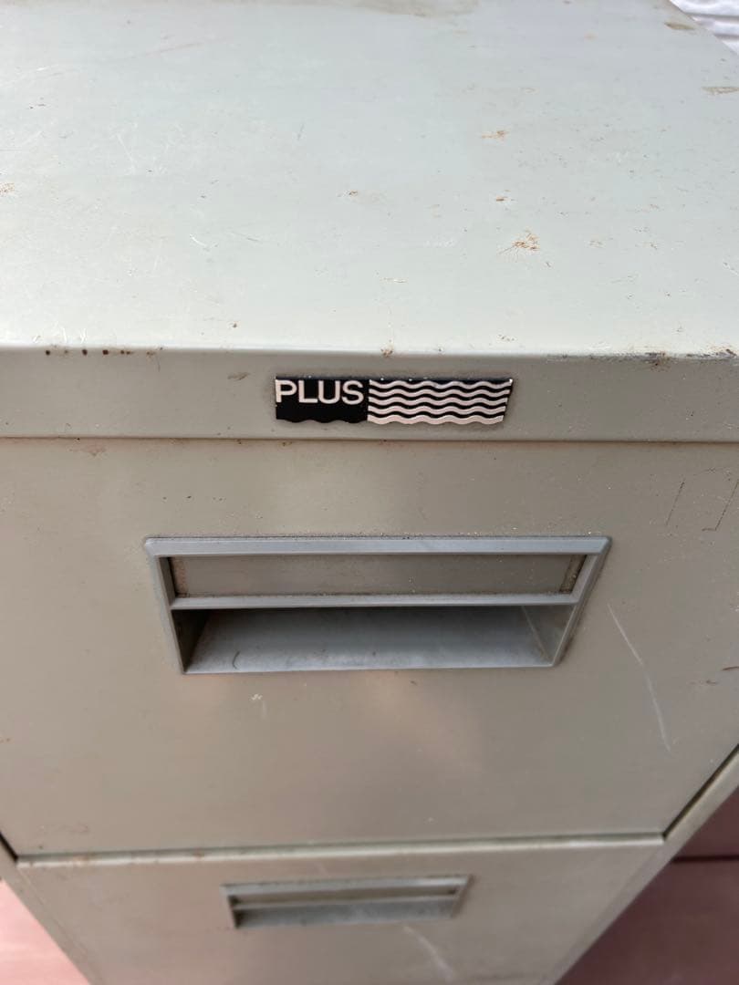 スチール製3段書類ケース　ビンテージ　サビ感　プラス　昭和レトロ　大量収納