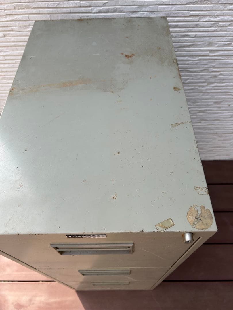 スチール製3段書類ケース　ビンテージ　サビ感　プラス　昭和レトロ　大量収納