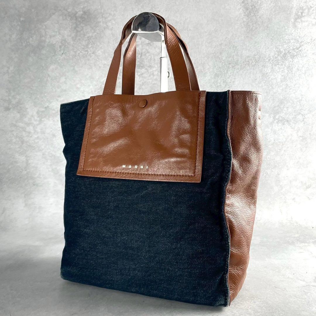 美品✨MARNI MUSEO SOFT デニム レザー A4可 トートバッグ