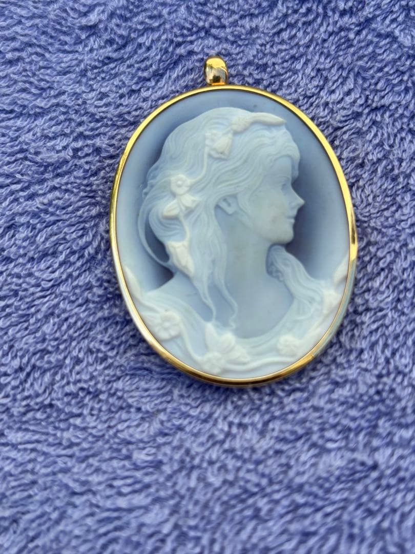 K18 カメオ ブローチ ペンダントトップ女性の横顔