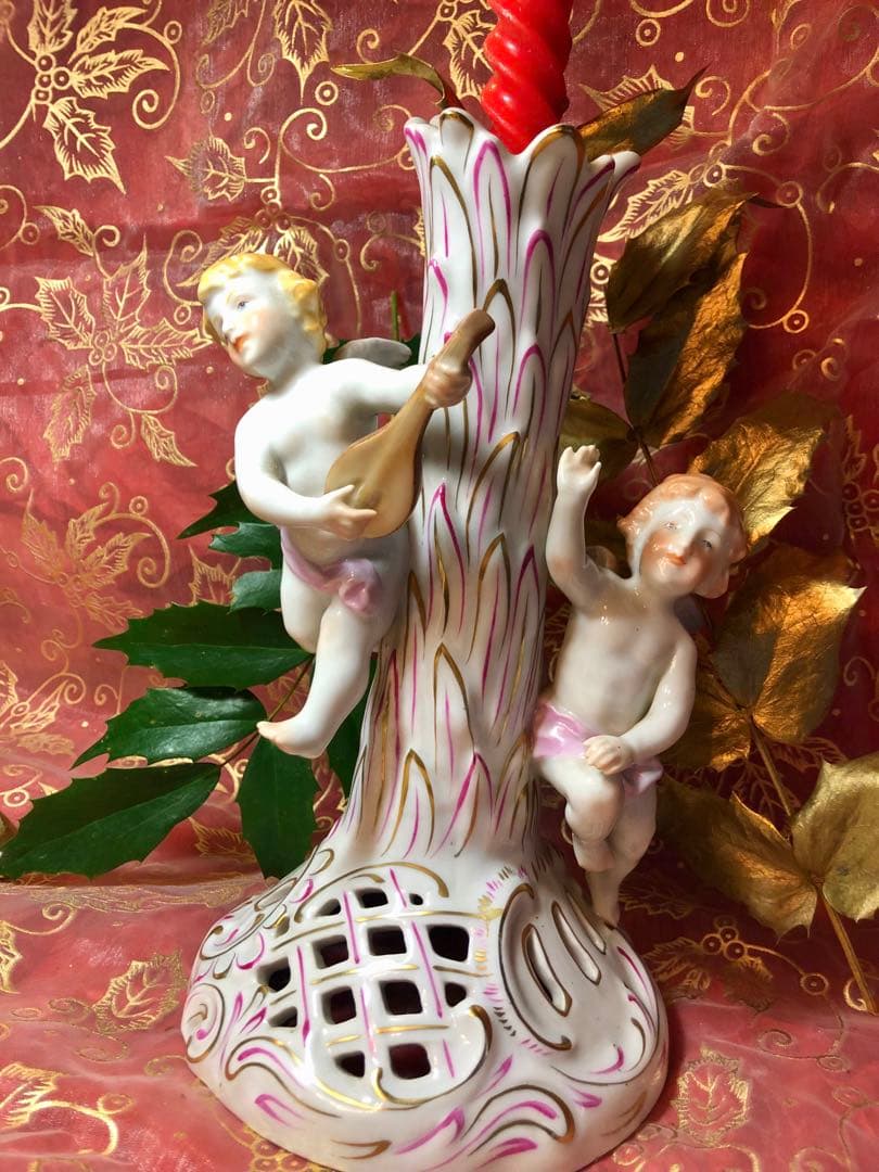 ☆Ｘ'mas ヘレンド★エンジェル天使のキャンドルスタンド★透かしオープンワーク