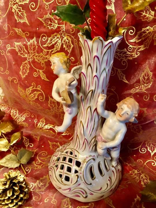 ☆Ｘ'mas ヘレンド★エンジェル天使のキャンドルスタンド★透かしオープンワーク