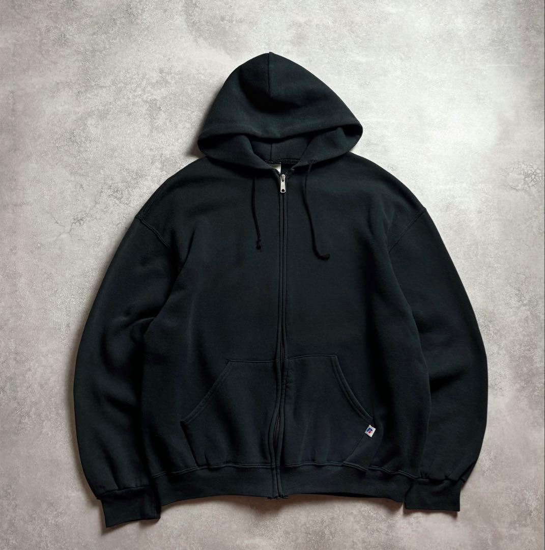 00s~ RUSSELL ATHLETIC ブラック スウェット ジップパーカー