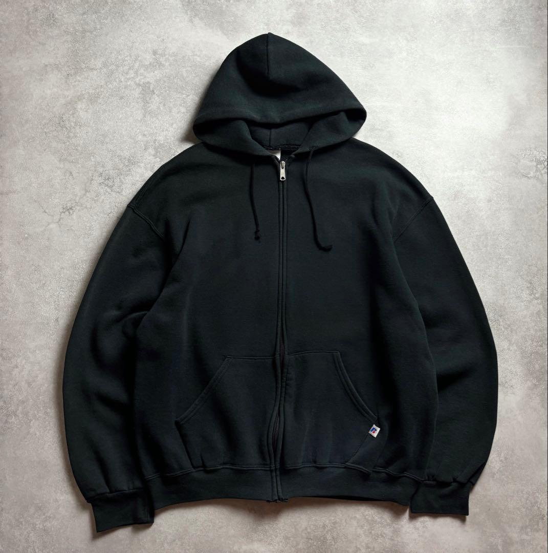 00s~ RUSSELL ATHLETIC ブラック スウェット ジップパーカー