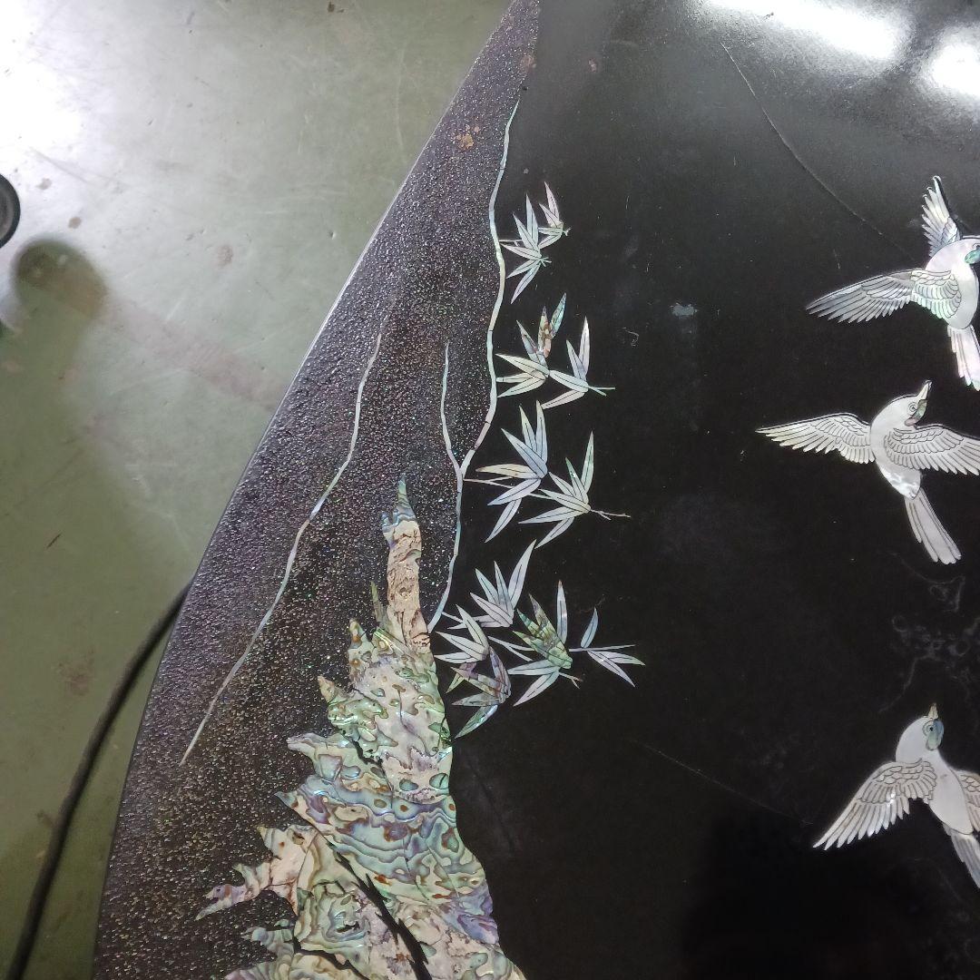 座卓 　小鳥アート　螺鈿細工　小鳥　座卓テーブル　黒漆塗　ローテーブル　Y
