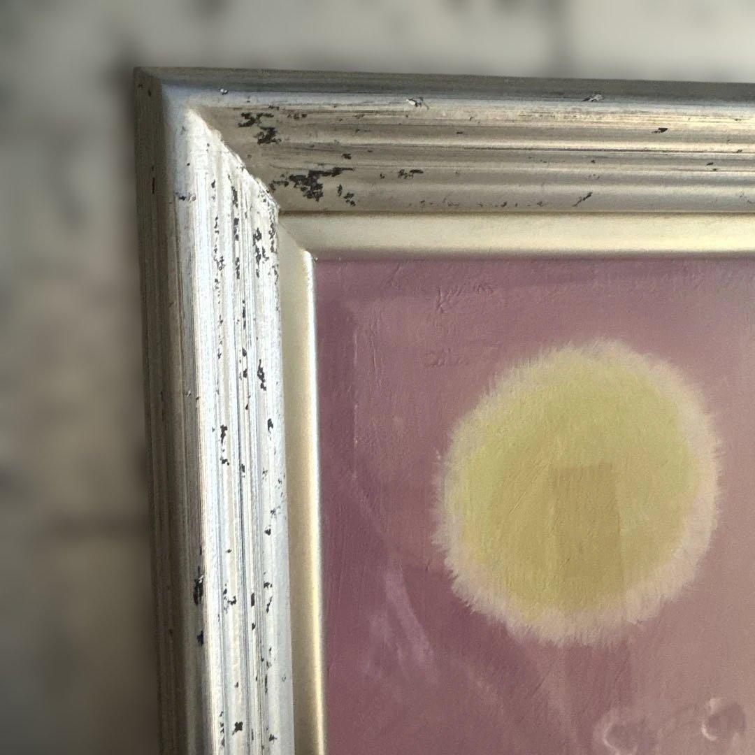 とても可愛らしく雰囲気のある抽象風景画 シルバーフレーム