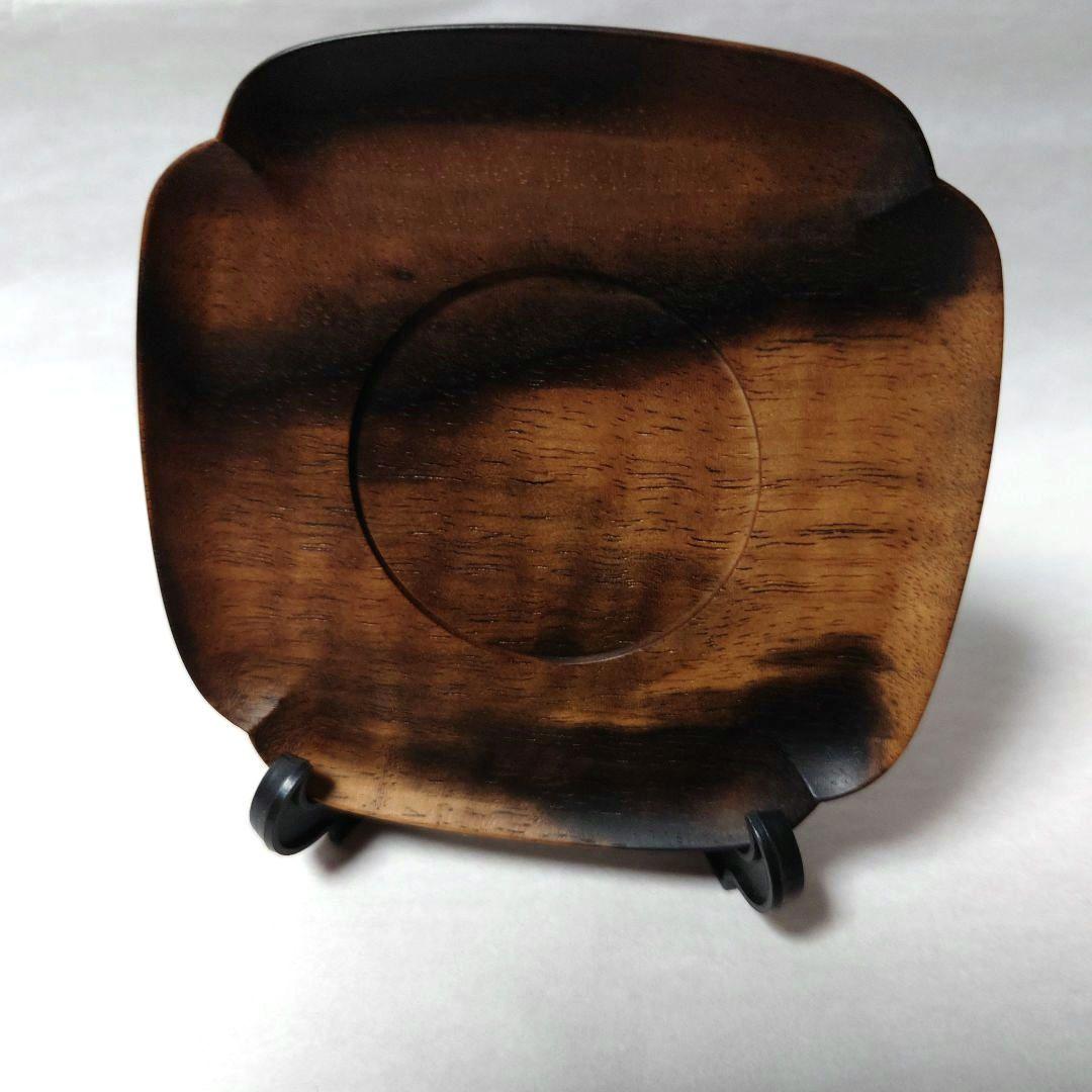 訳あり/黒柿 隅切 茶托 当石作 煎茶道具 5客