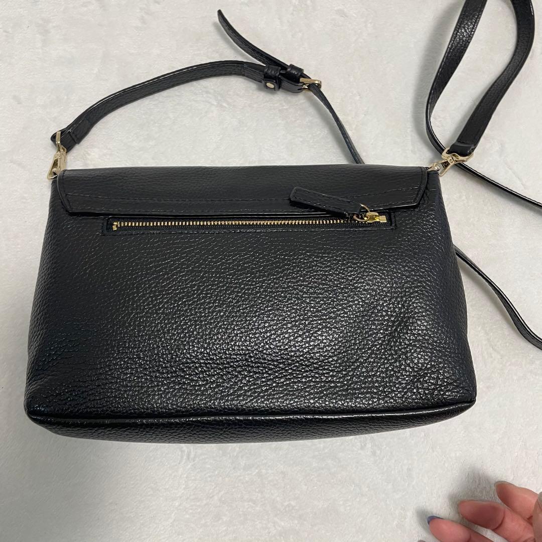 美品　アニエスベー　ショルダーバッグ　レザー　ブラック　ゴールド金具