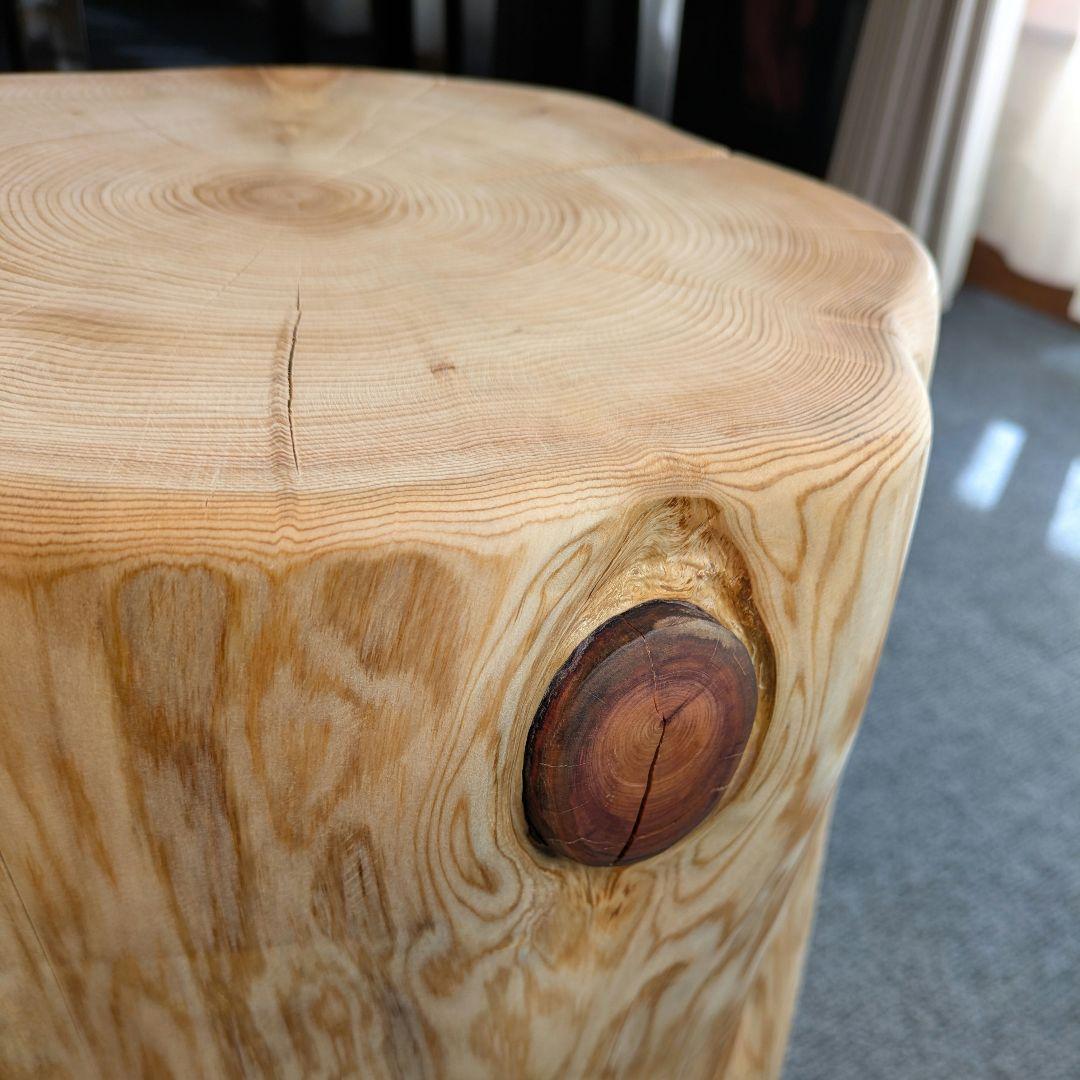 天然ヒバ　切り株　丸太　椅子　スツール　テーブル　高さ約35.5㎝