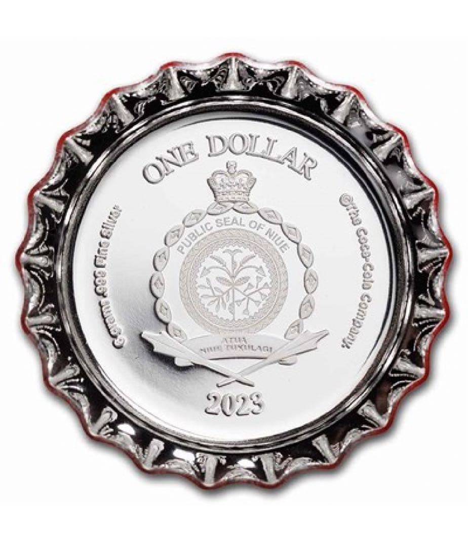 2023 コカ・コーラ ボトルキャップ型 1ドル プルーフカラー銀貨　銀貨