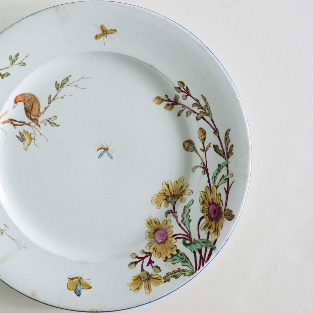 jules vieillard bordeaux 花鳥絵皿 C