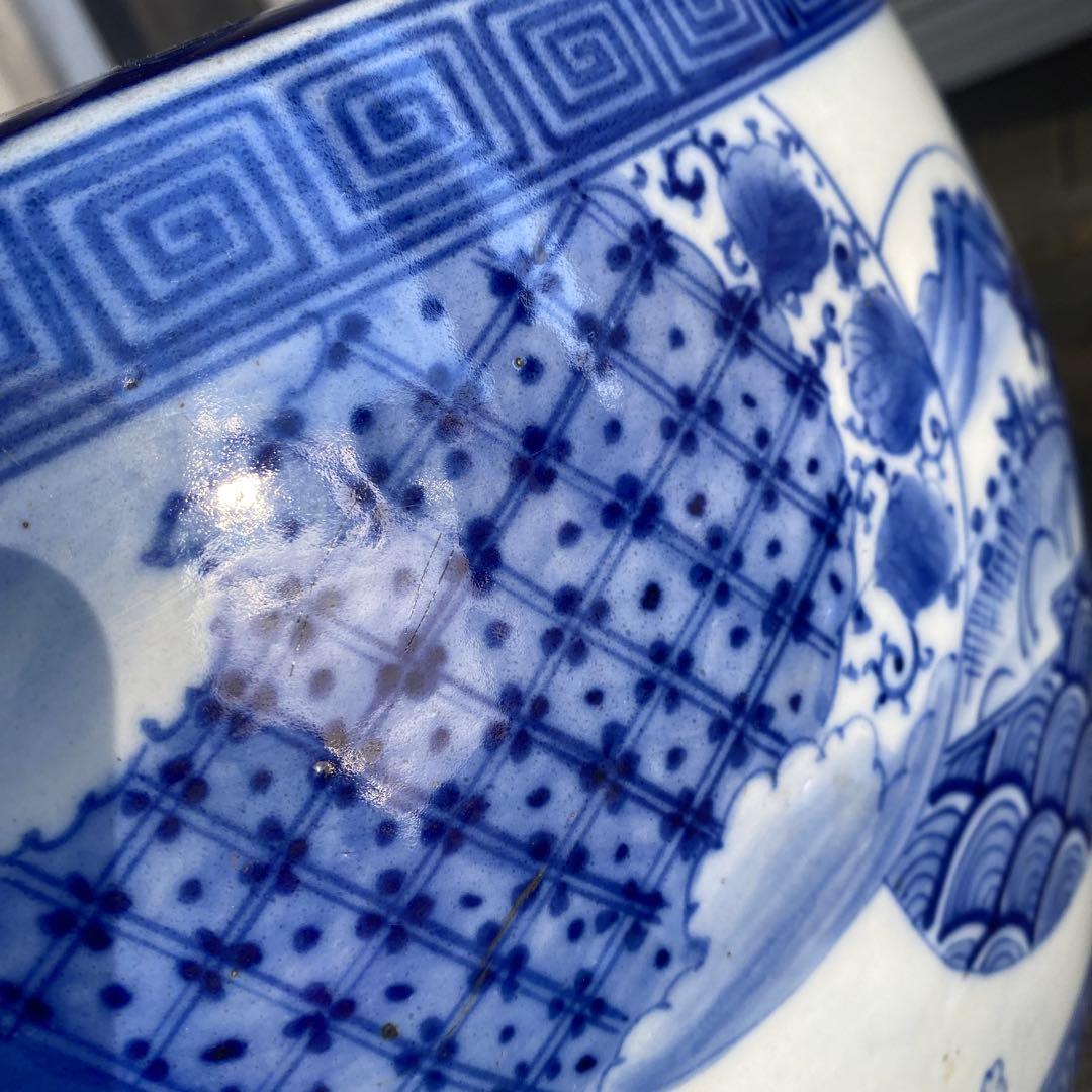 明治大正時代頃の瓢箪図火鉢42cm28cm