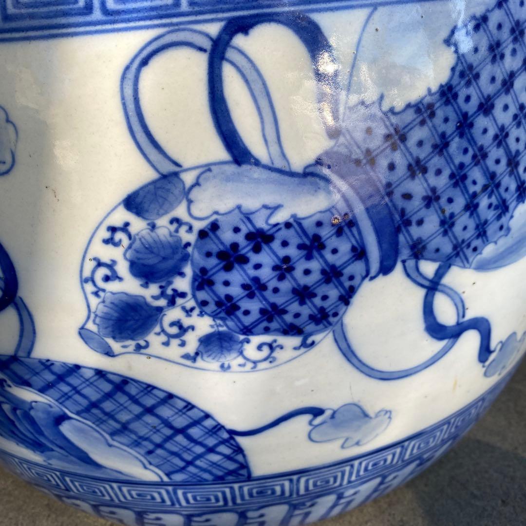 明治大正時代頃の瓢箪図火鉢42cm28cm