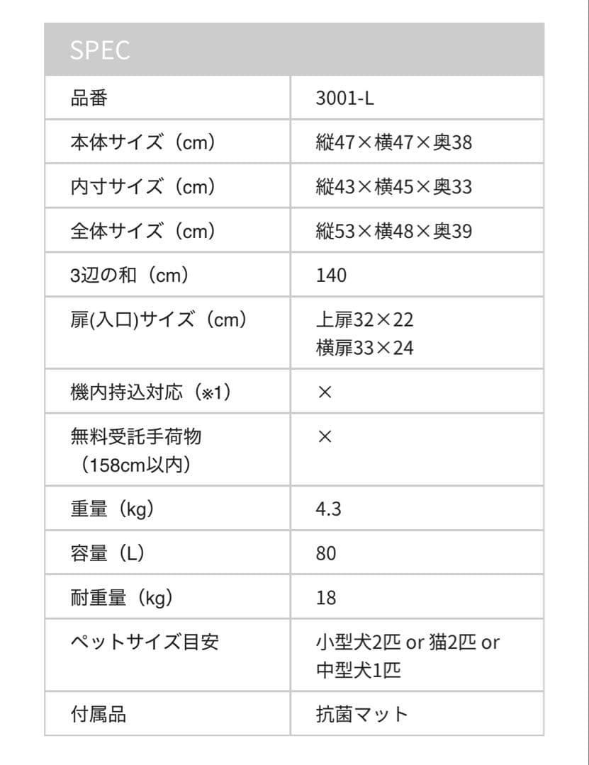 PETICO ペットキャリー　Lサイズ　グレー