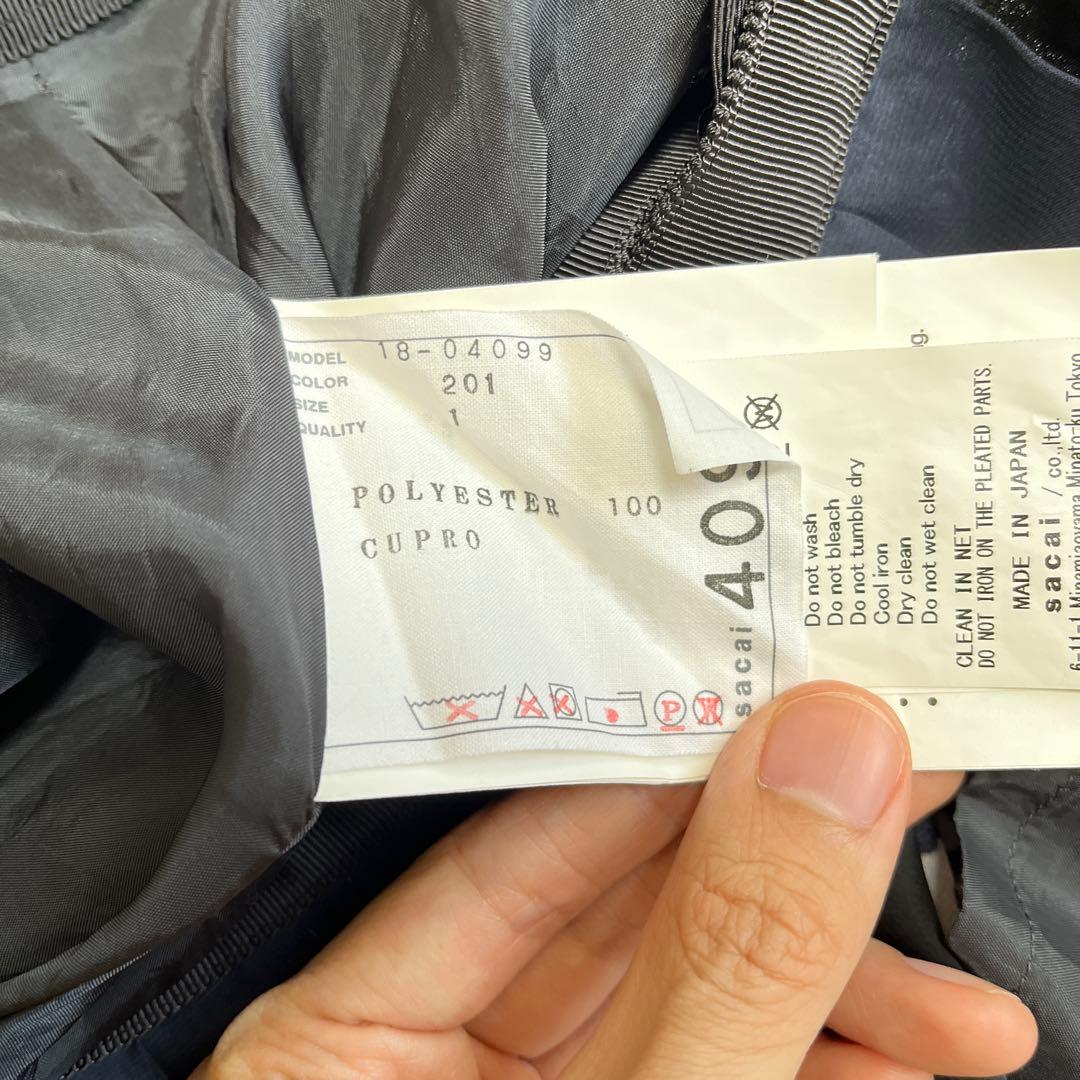 サカイ sacai 2018 プリーツ プリント ベルト スカート 1 ネイビー