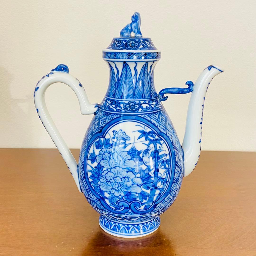 煎茶道具 盛盞瓶 染付　高野昭阿弥　共箱　茶器　水注　水差し　磁器　仙盞瓶