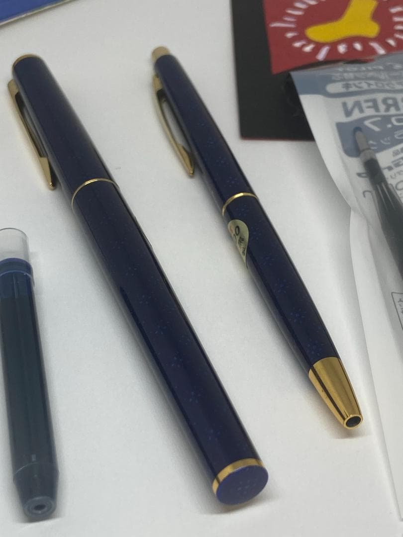 【金ペン・廃番・昭和レトロ・おまけ付き】パイロット/“L”/FP+BP/青系軸