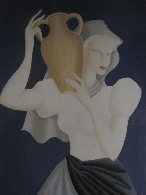 東郷青児、壺を持った女、希少な画集より、新品高級額・額装付