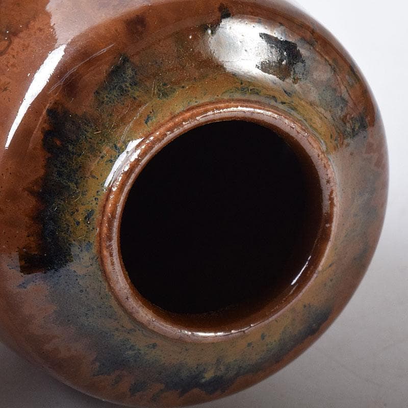 茶道具　京焼　平安　森岡嘉祥造　高取釉　茶入　仕覆付　共箱　V　7682