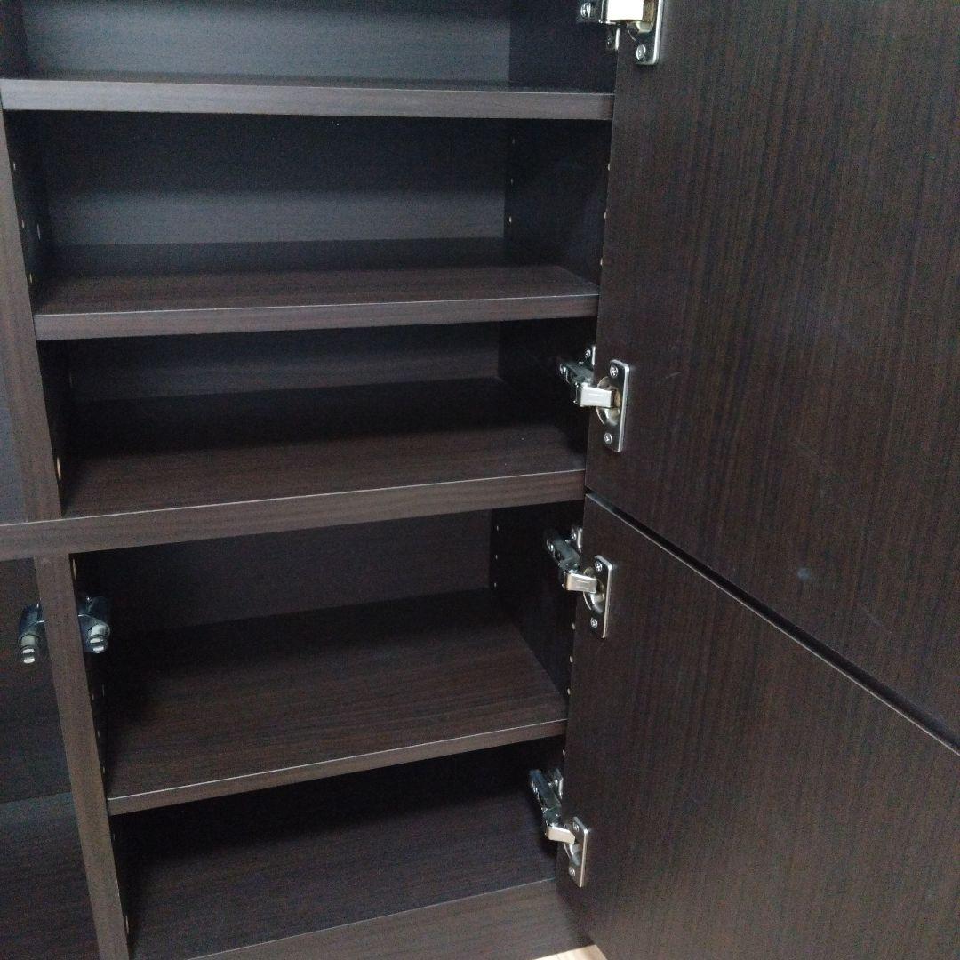 カウンター下収納薄型キャビネットブラウン