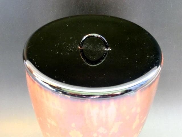 水指●筒水指 【春峰造】鉄釉 漆器蓋 塗蓋 茶釉 お茶道具 時代物 骨董品■