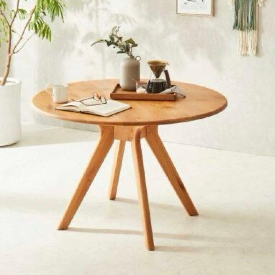 のっち　ダイニング5点セット　木製　110㎝　丸　円形　アルダー　無垢