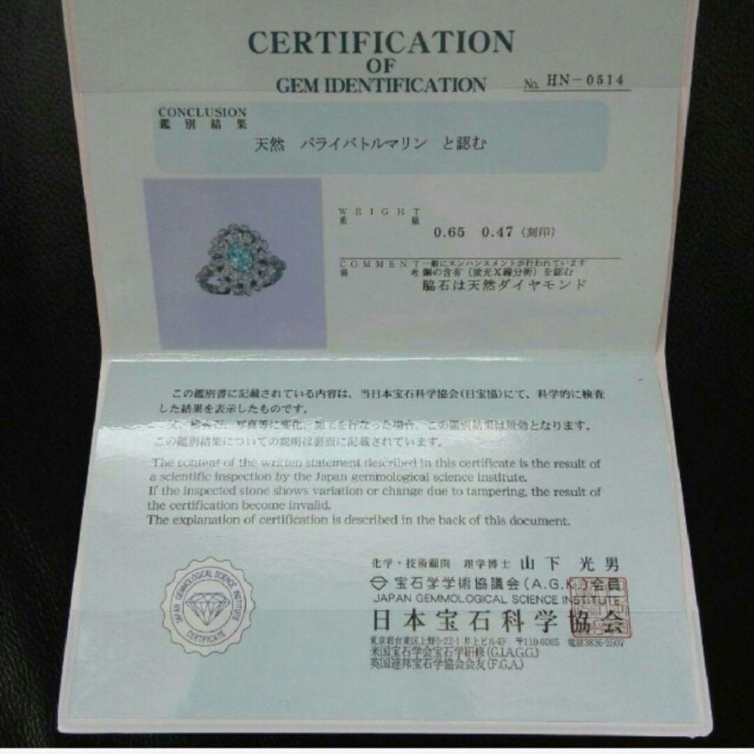 大粒！　パライバトルマリン　ダイヤモンド　リング