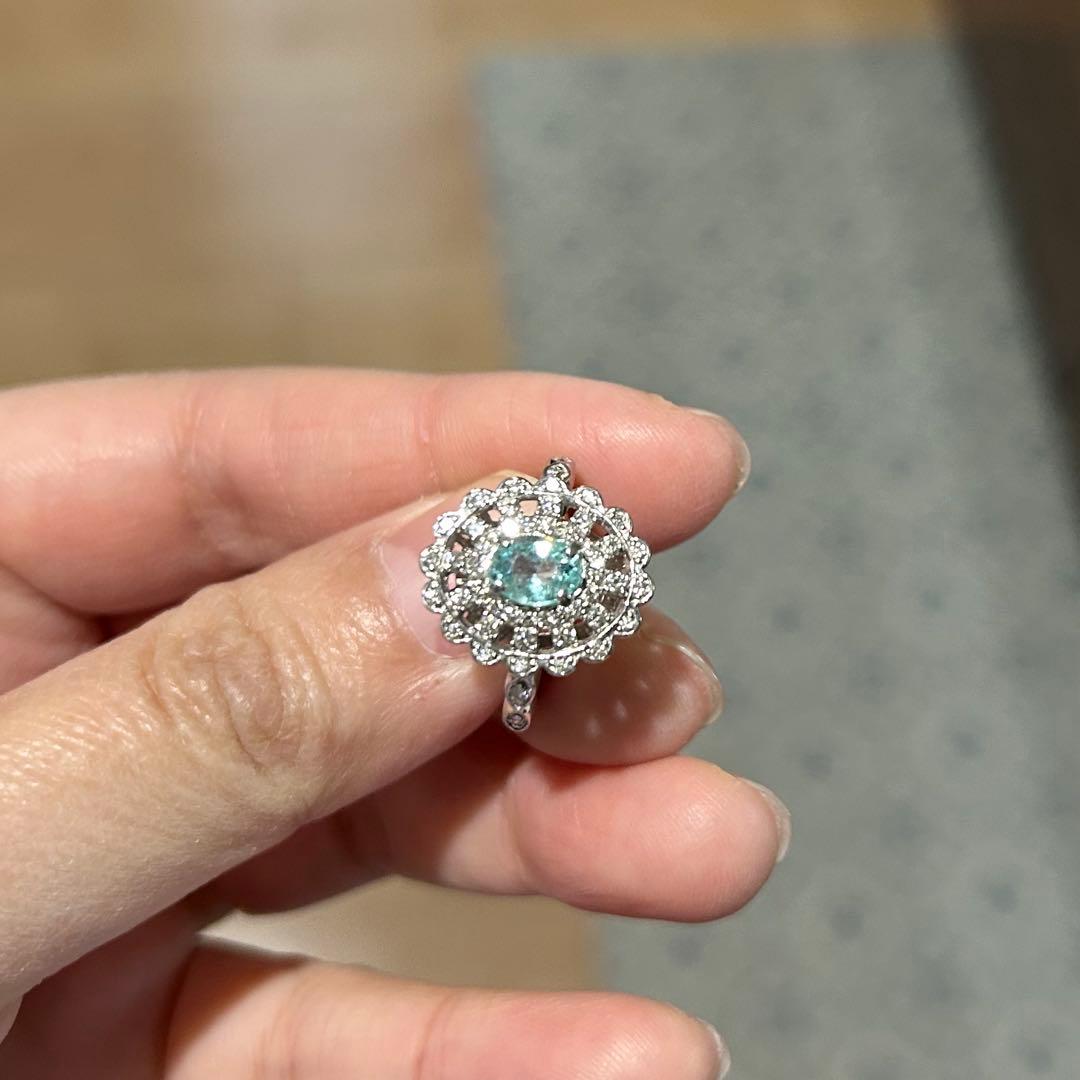 大粒！　パライバトルマリン　ダイヤモンド　リング