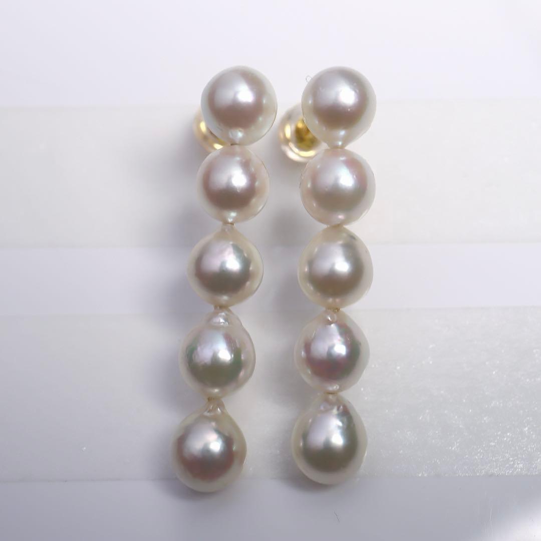 あこや真珠 5連ピアス あこやパール ピアス 5連パール