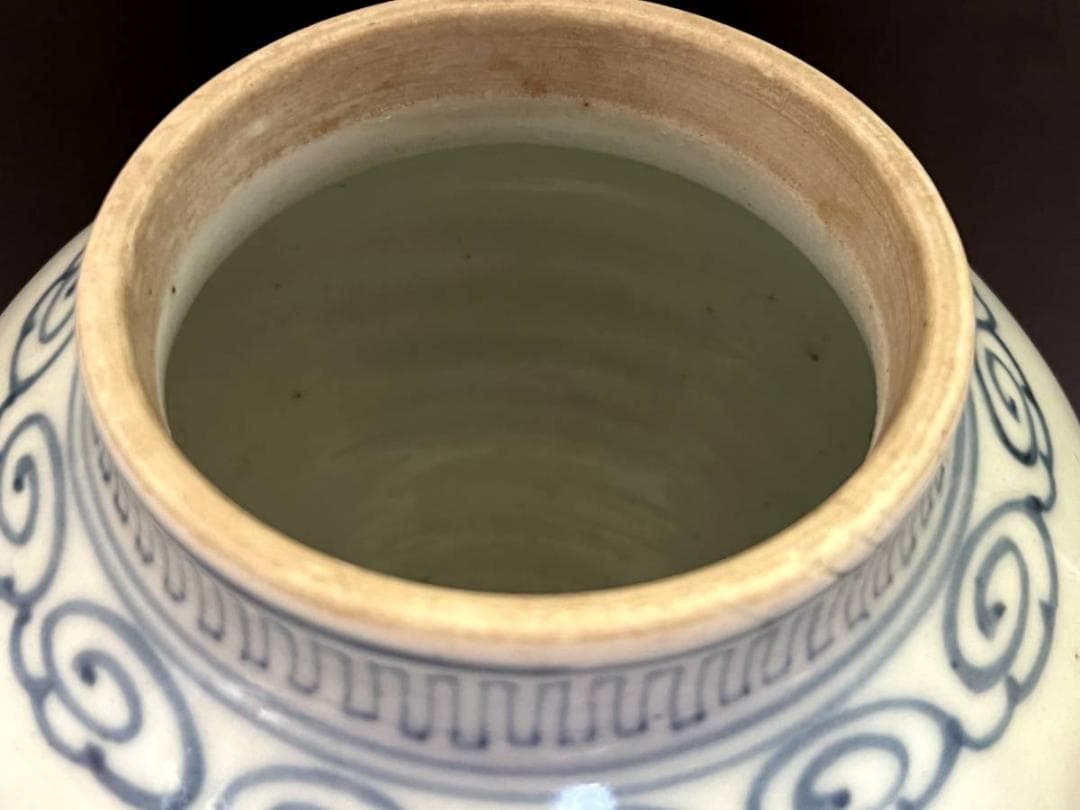 壷■李朝 染付 花蝶唐草紋 青華 古玩 唐物 花瓶 花器 中国 時代物 骨董品■