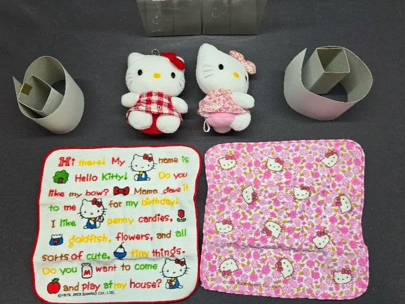 サンリオ ハローキティ プチタオル&マスコット ギンガムチェック 花柄