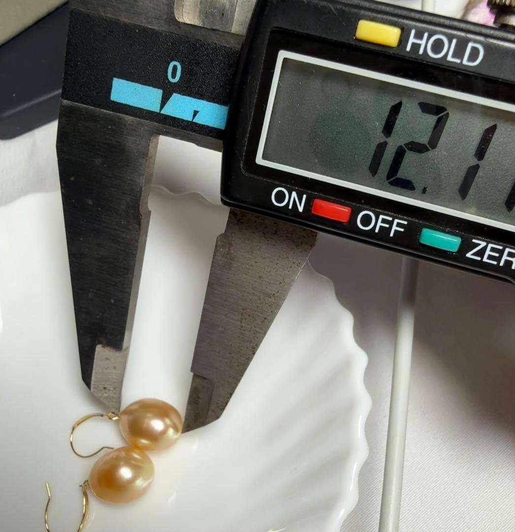 A6820 南洋真珠　天然　本真珠　ピアス 18k　海水 真珠　ゴールドパール