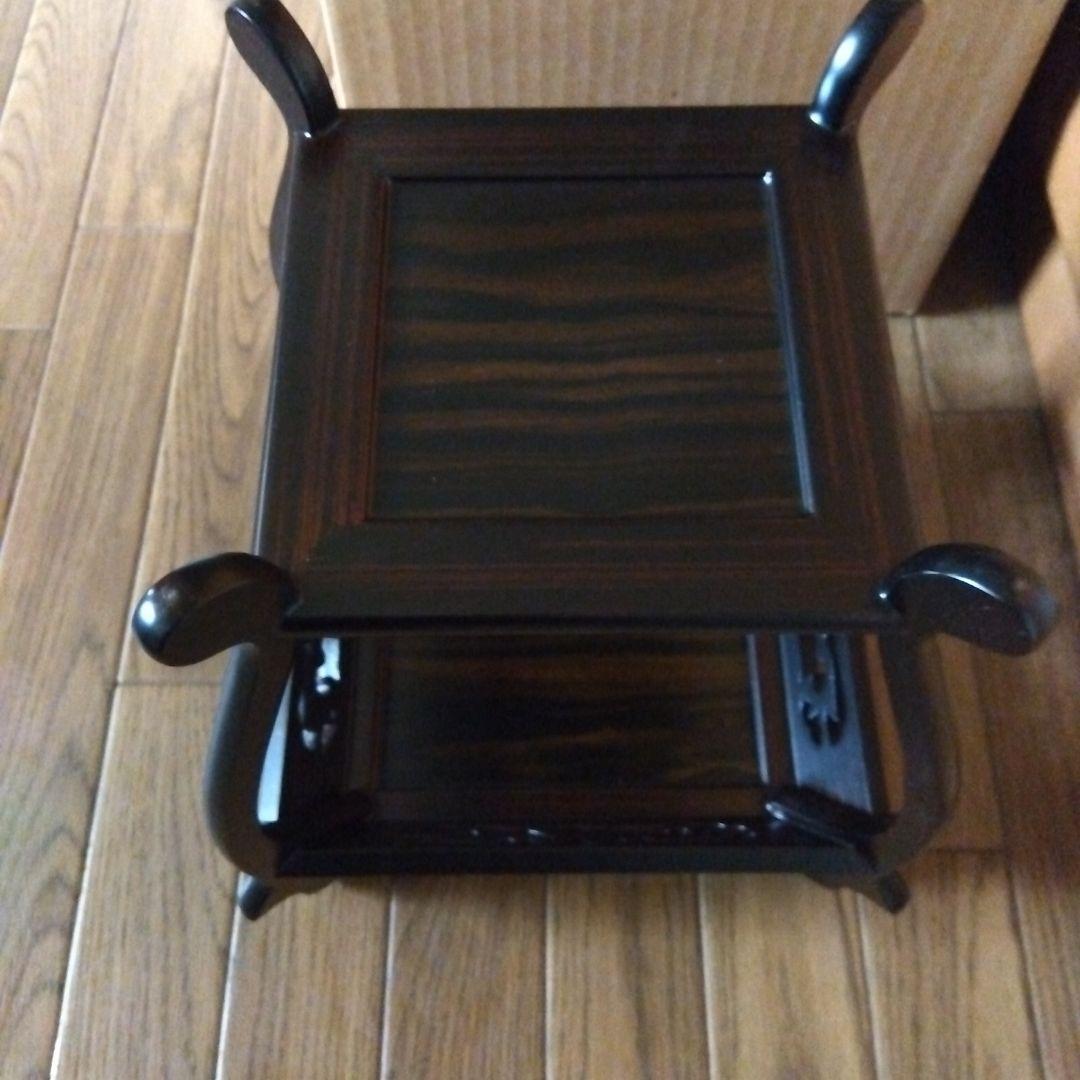 茶道　黒檀　ミニ中卓　装飾彫刻入りテーブル