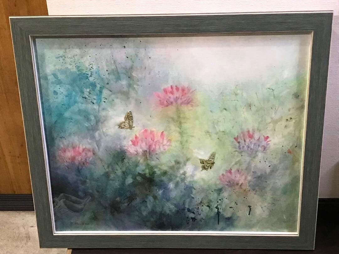 黒川達也　真作　大作　「風蝶草」F20 油彩画　宮永岳彦師事　額付き