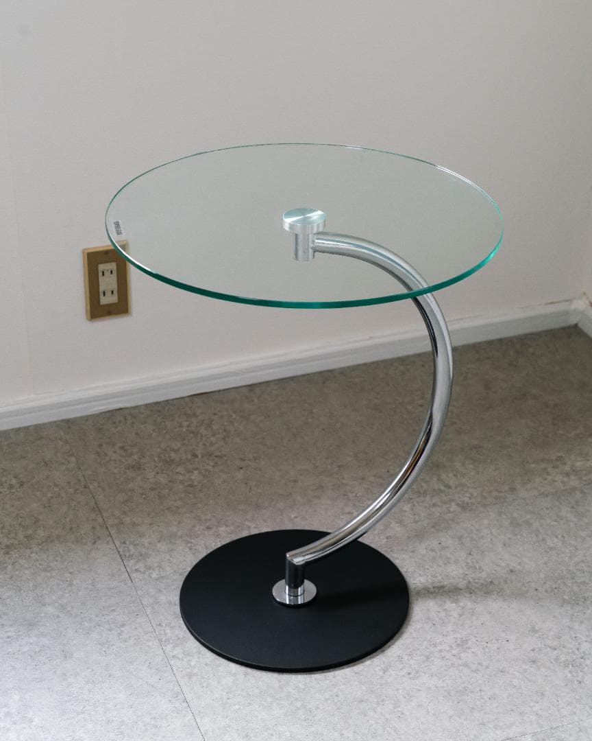 ミッドセンチュリー　ガラス サイドテーブル ラウンドテーブル レトロモダン