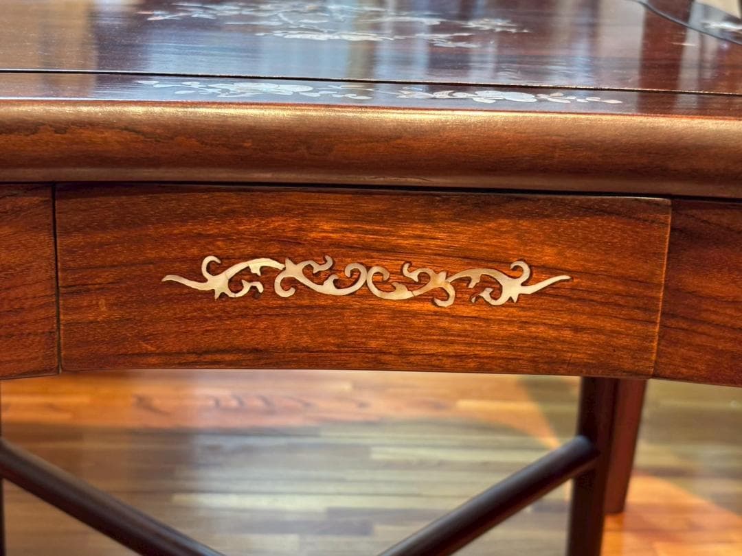 高級家具　螺細細工　花梨　中国美術　サイドテーブル　椅子　唐木　家具　木製