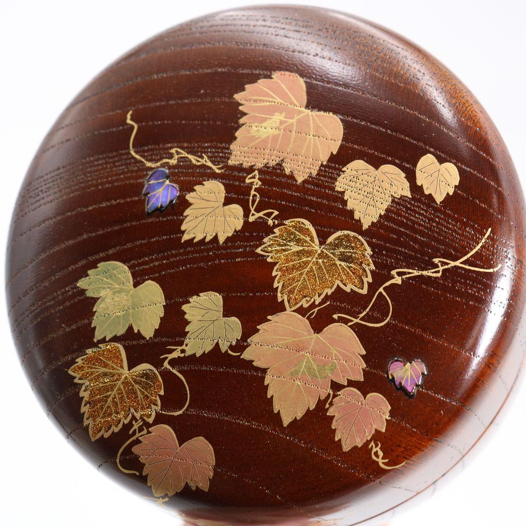 中出松峰作 欅拭漆 蔦蒔絵 平棗 茶道具 共箱　V868　N6