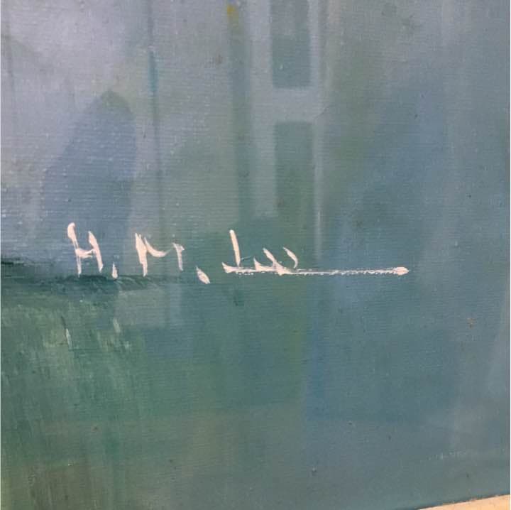 油絵・絵画額『花と花瓶』H.M.Lee李賢美