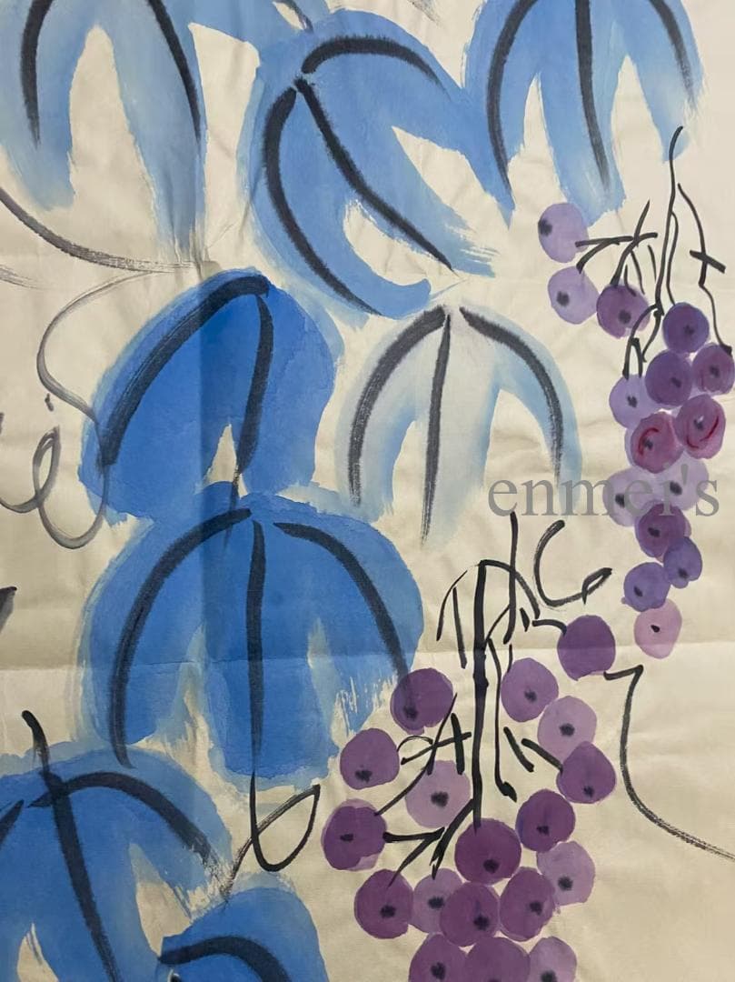 中国古美術 近代 呉昌碩印款 子孫満堂画 掛軸 宣紙 文房置物 純手描き 带水印