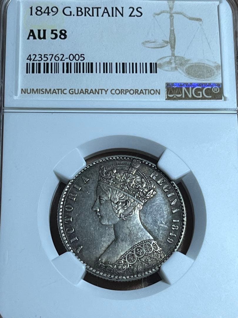 1849⭐️ゴッドレス フローリン 銀貨AU58⭐️ビクトリア⭐️イギリス ★ゴチック