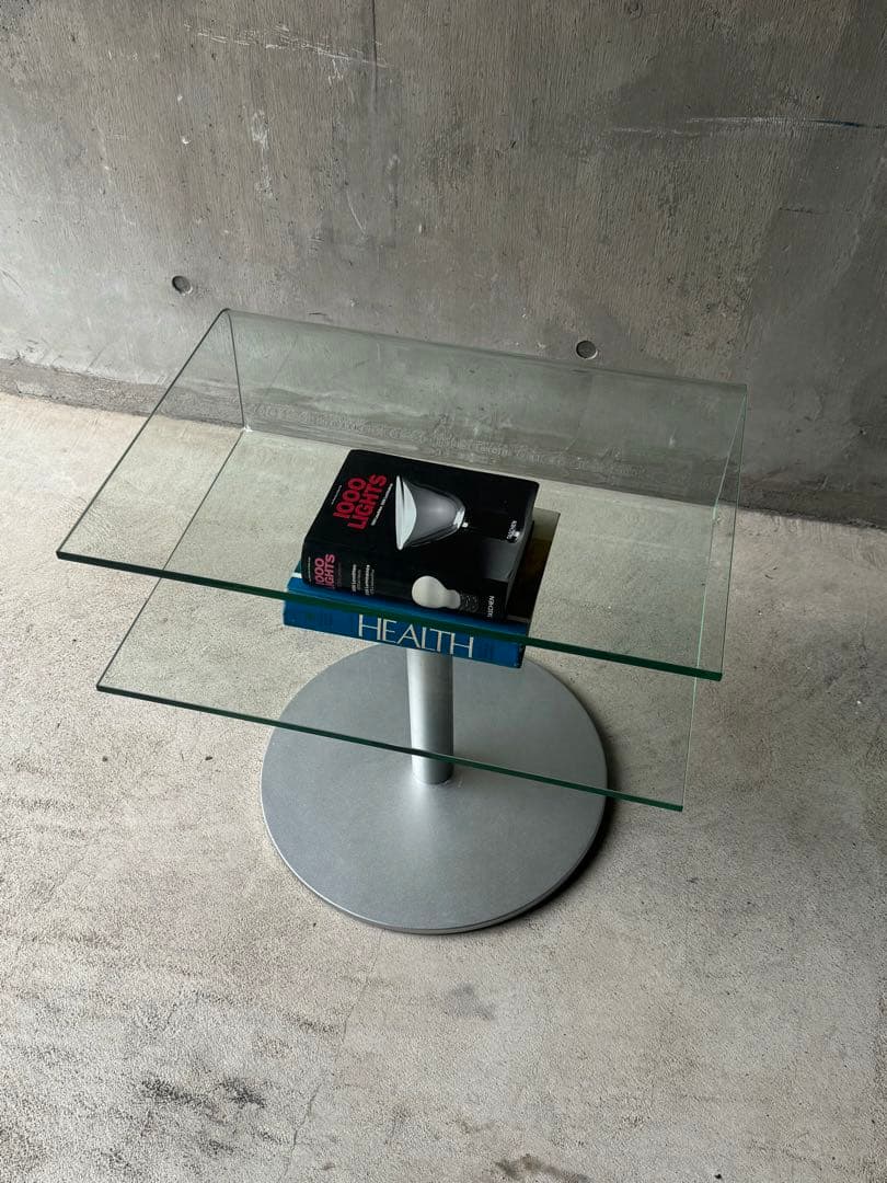 ガラストップサイドテーブル　スペースエイジ　ミッドセンチュリー　ポストモダン