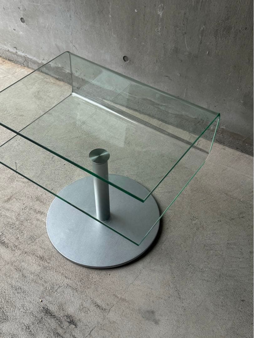 ガラストップサイドテーブル　スペースエイジ　ミッドセンチュリー　ポストモダン