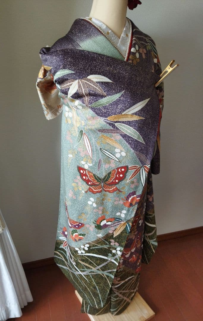 よる様　362.小粋な振袖7点セット　正絹　フルセット　成人式