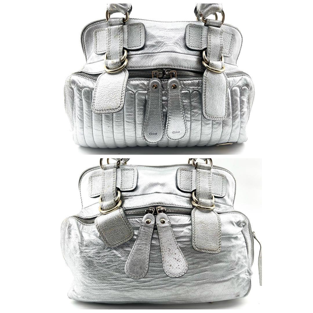 Chloe　ベイ　ハンドバック　肩掛け　シルバー　メタル　Y2K　シボ革