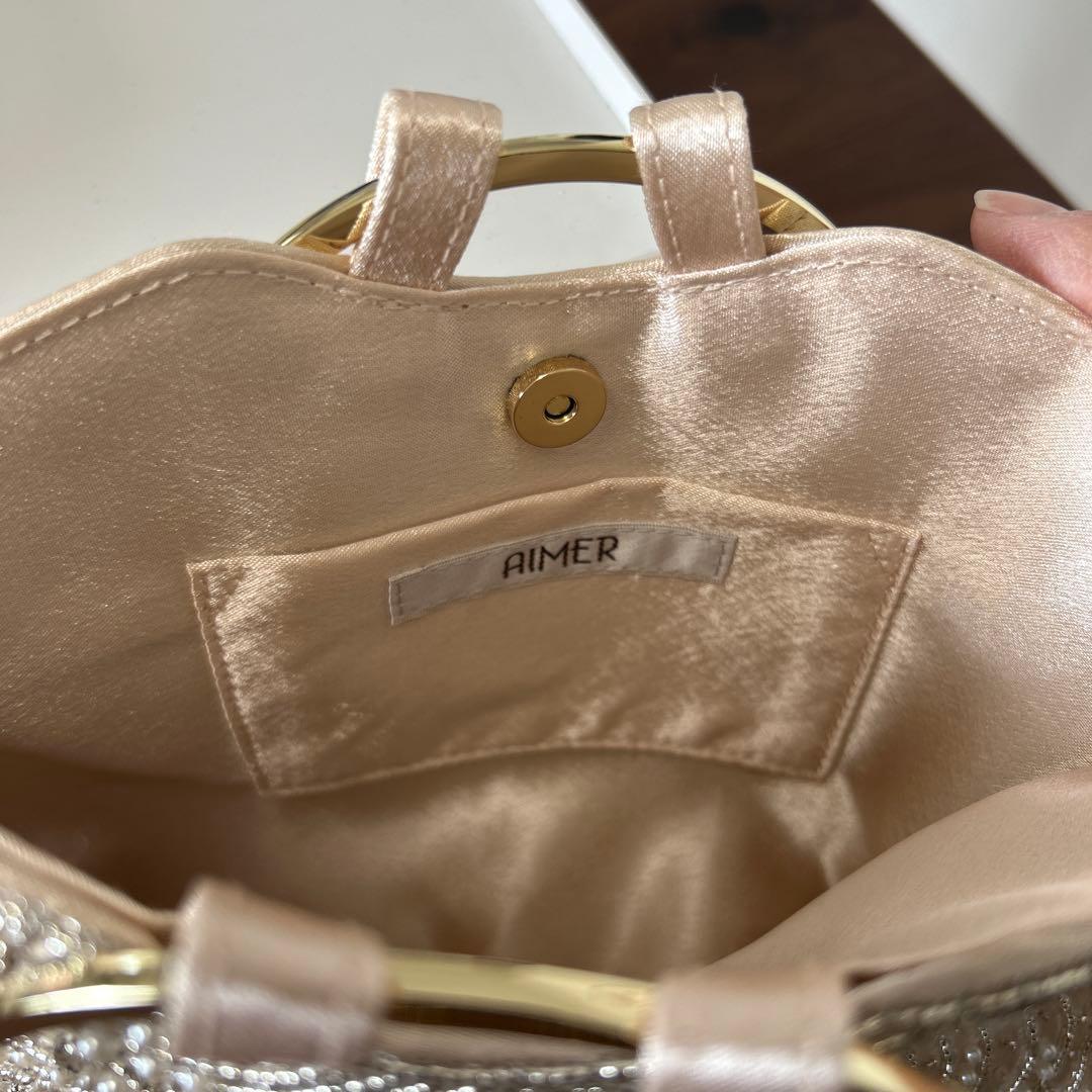 aimerハンドル付きビーズ刺繍バッグ