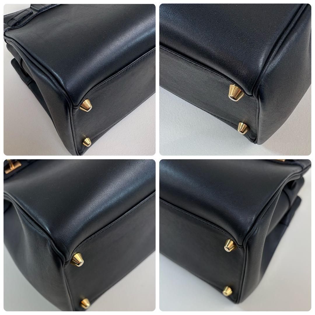 Aki 様M.U.L. レザー ハンドバッグ 2WAY ゴールド金具 日本製 黒